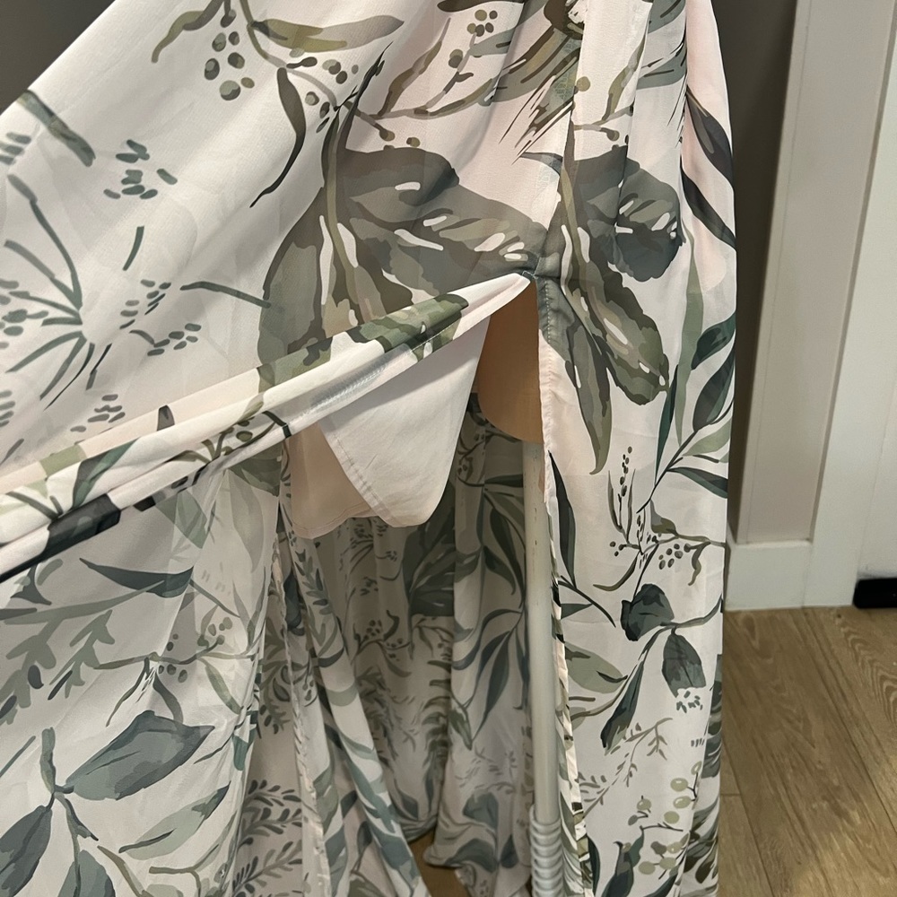 BY EGREIS tropical lace up chest flowy maxi dress with long front side slit - Picture 6 of 17